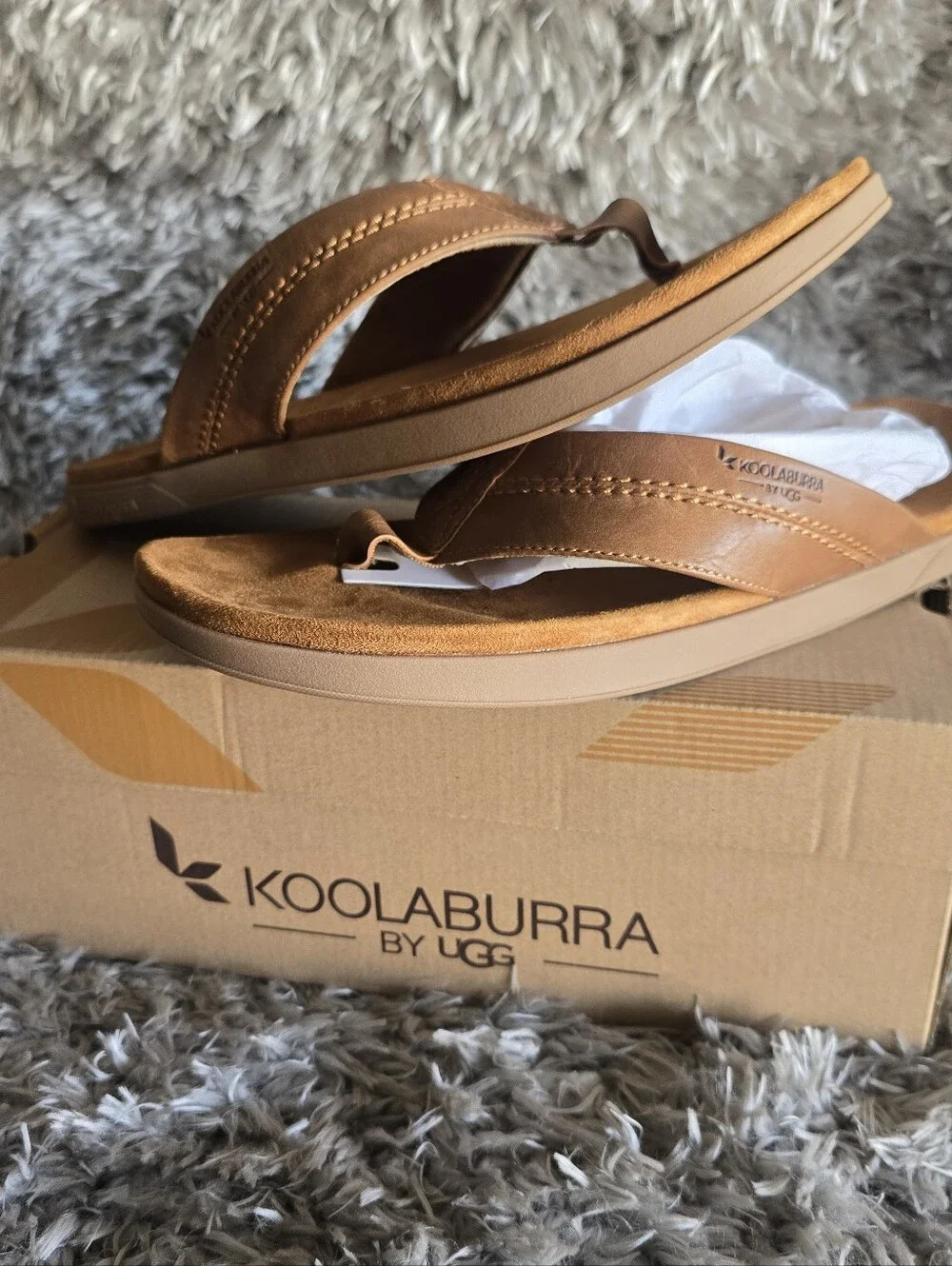 Koolaburra Men’s Chestnut Suede Toe-Post Sandals